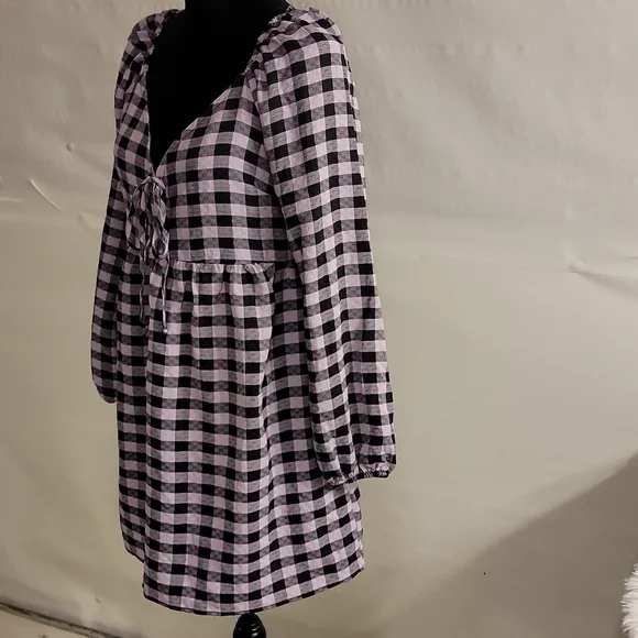 WILD Fable long sleeve purple and black gingham dress size small - Picture 3 of 12